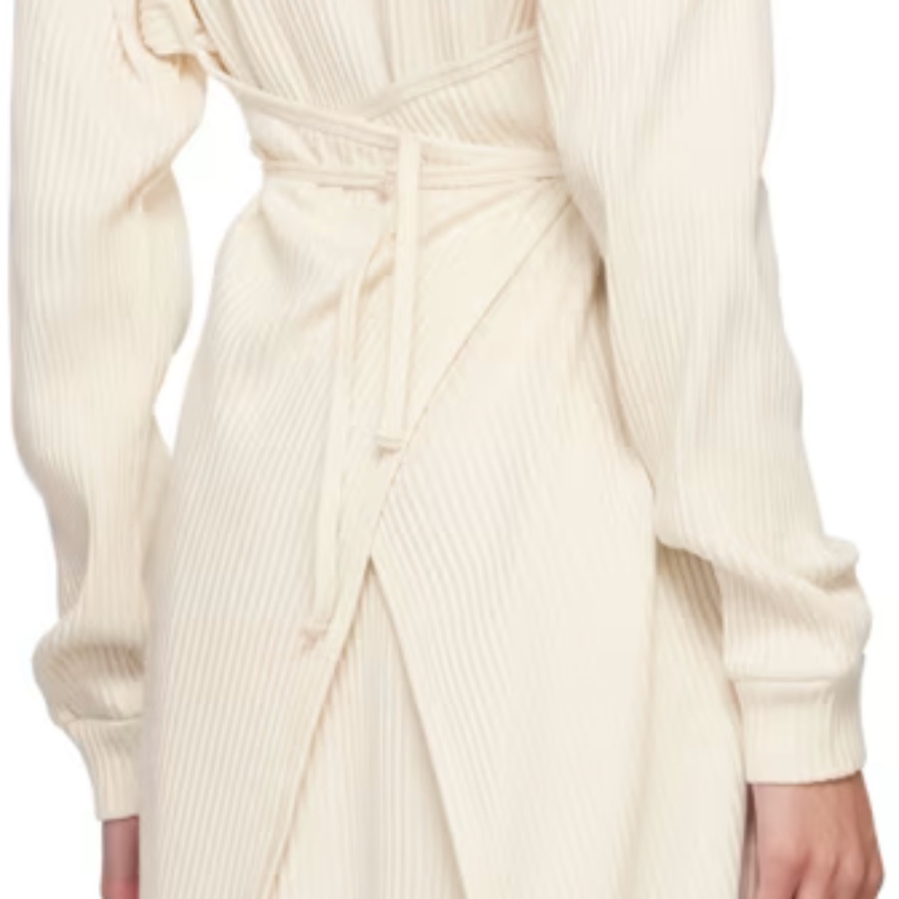 BASERANGE The Shaw Kaftan Wrap Dress Cross Tie Belted Off White Organic Cotton